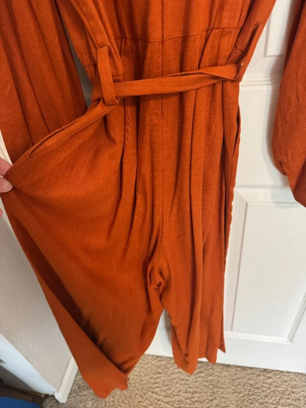 ELOQUII Rust Orange Long-sleeved jumpsuit